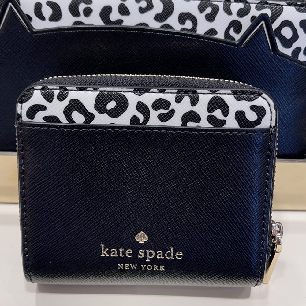 Kate Spade meow cat small zip around wallet
